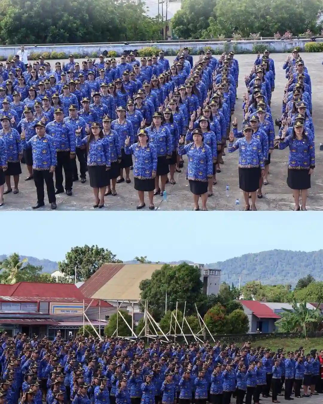 Ratusan PPPK paruh waktu Kepulauan Talaud mengikuti pelantikan dan pengambilan sumpah jabatan di halaman Kantor Bupati mediasulut.id