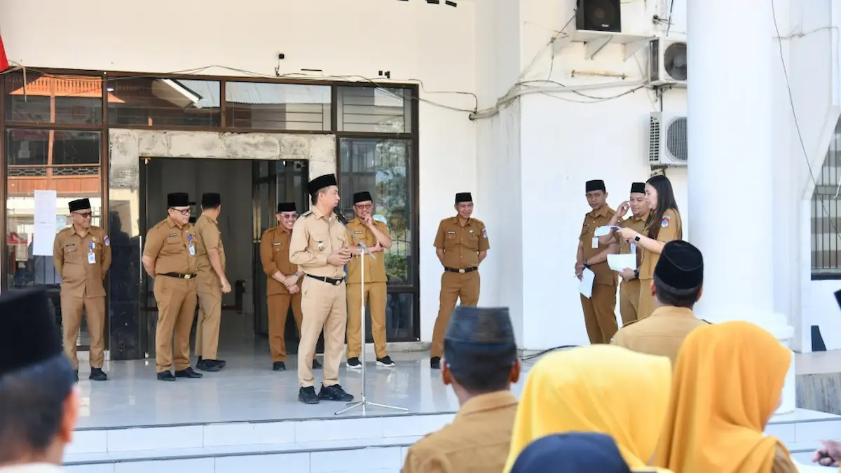 Suasana apel kerja ASN Pemerintah Kabupaten Bolaang Mongondow Timur mediasulut.id