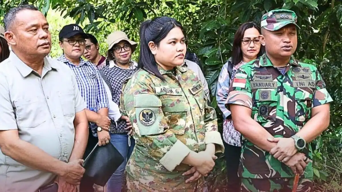 Wakil Bupati Talaud Anisya Bambungan bersama Dandim 1312 Yanuar Yudistira meninjau lokasi pembangunan Kompi TP di Kecamatan Salibabu Kepulauan Talaud mediasulut.id