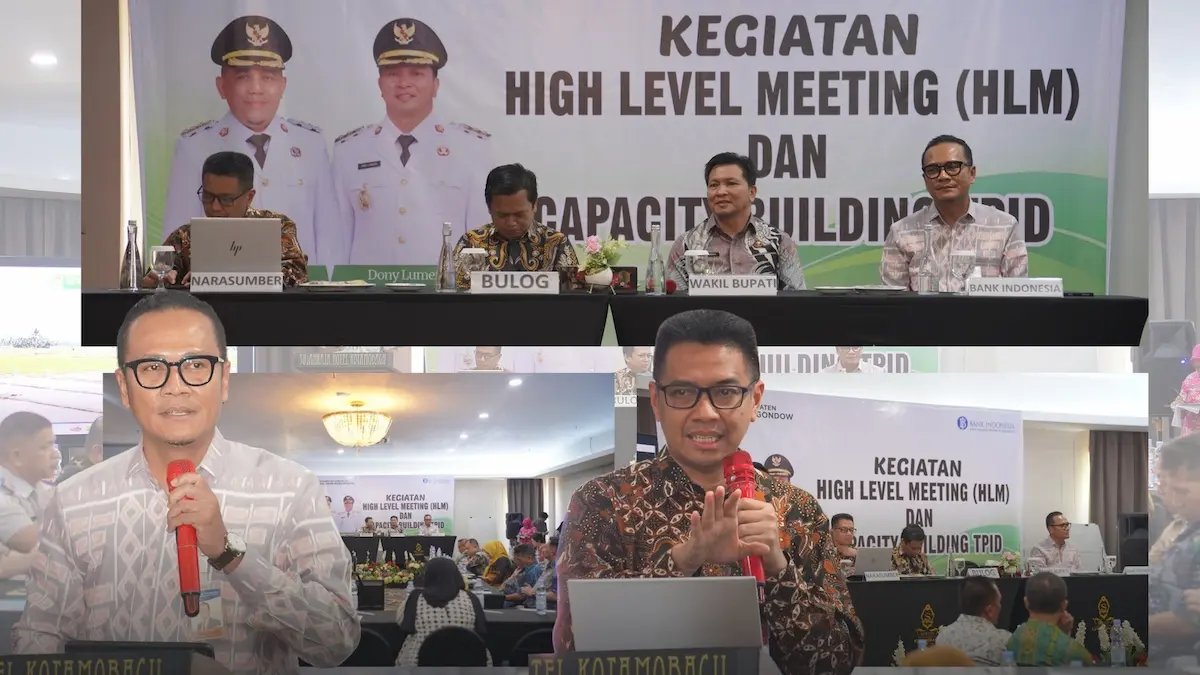 Panel narasumber Bank Indonesia dan Bulog dalam High Level Meeting TPID Kabupaten Bolaang Mongondow 2026 di Kotamobagu mediasulut.id