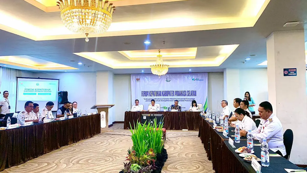 Suasana rapat forum kepatuhan Jamsostek Minsel mediasulut.id