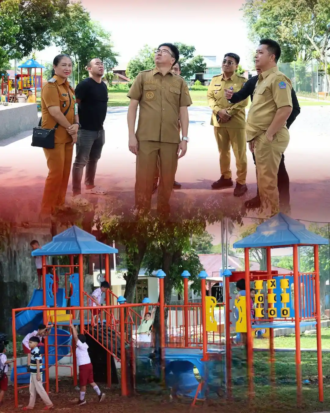 Wali Kota Andrei Angouw meninjau taman bermain anak di Lapangan Bantik Malalayang Manado mediasulut.id