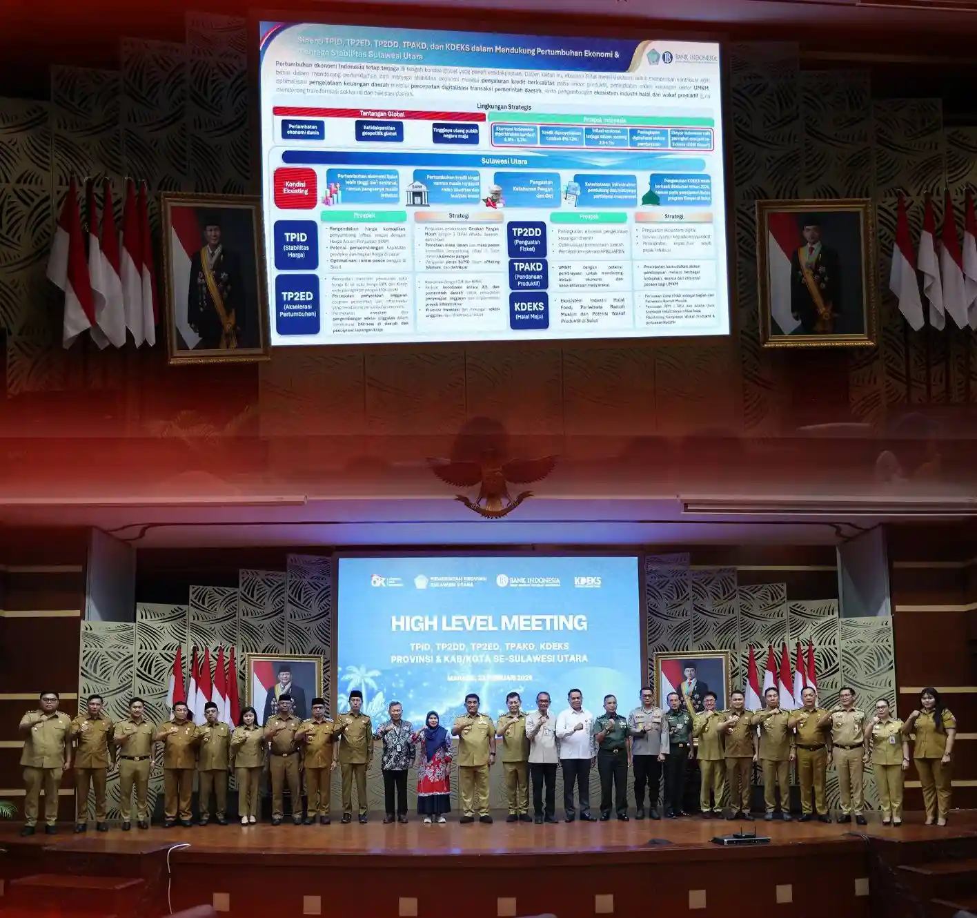 High Level Meeting TPID TP2DD TP2ED TPAKD KDEKS Sulawesi Utara di Manado 23 Februari 2026 mediasulut.id