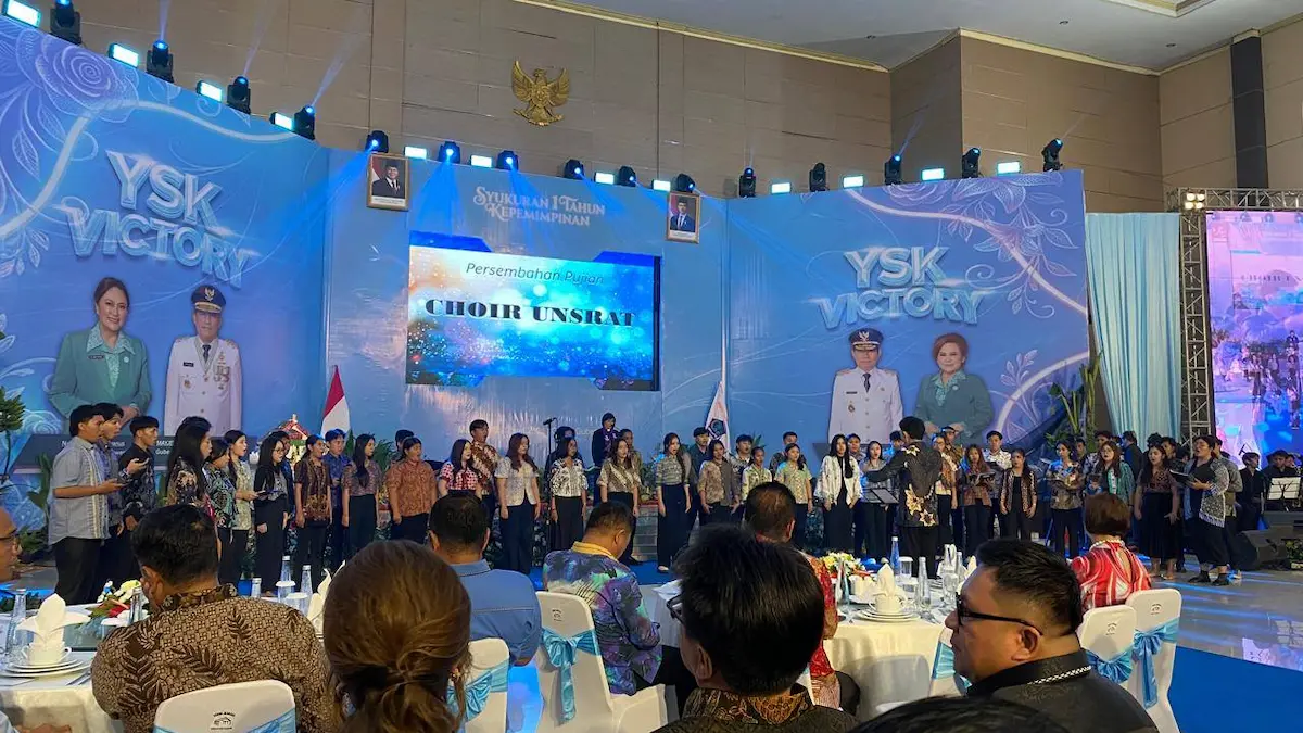 Caroll Senduk menghadiri syukuran 1 tahun kepemimpinan Gubernur Sulut di Manado