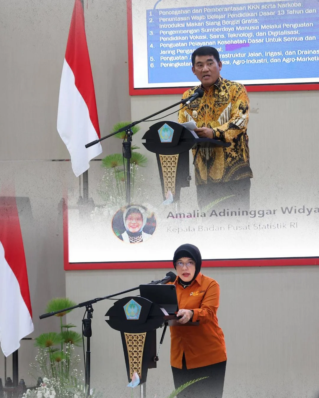 Gubernur Sulut dan Kepala BPS RI memaparkan data ekonomi pada Musrenbang RKPD 2027 Sulut