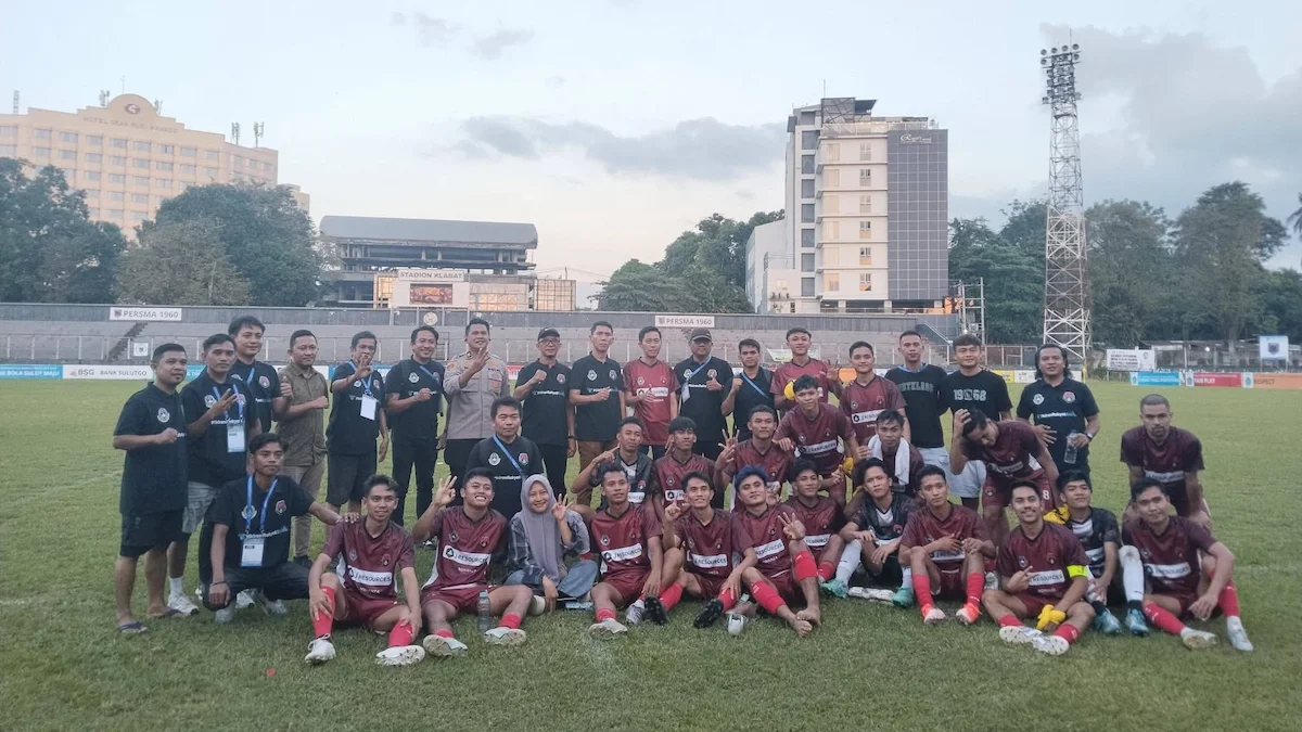 tim bolsel fc foto bersama di stadion klabat liga 4 sulut