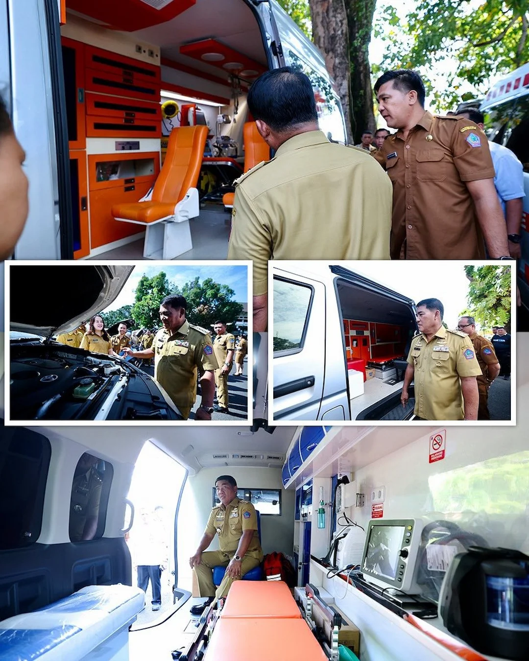 Yulius Selvanus mengecek ambulans dalam audit kendaraan dinas Sulut