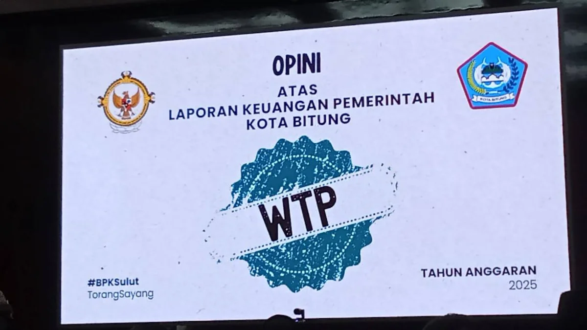 Tampilan opini WTP Kota Bitung atas laporan keuangan pemerintah daerah Tahun Anggaran 2025.