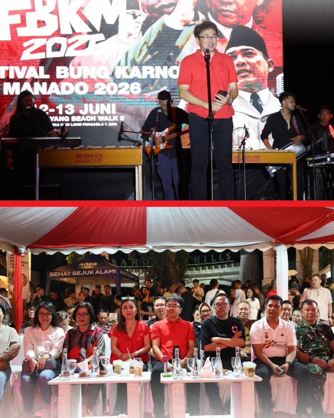 Wali Kota Manado Andrei Angouw menyampaikan sambutan pada Festival Bung Karno Manado 2026