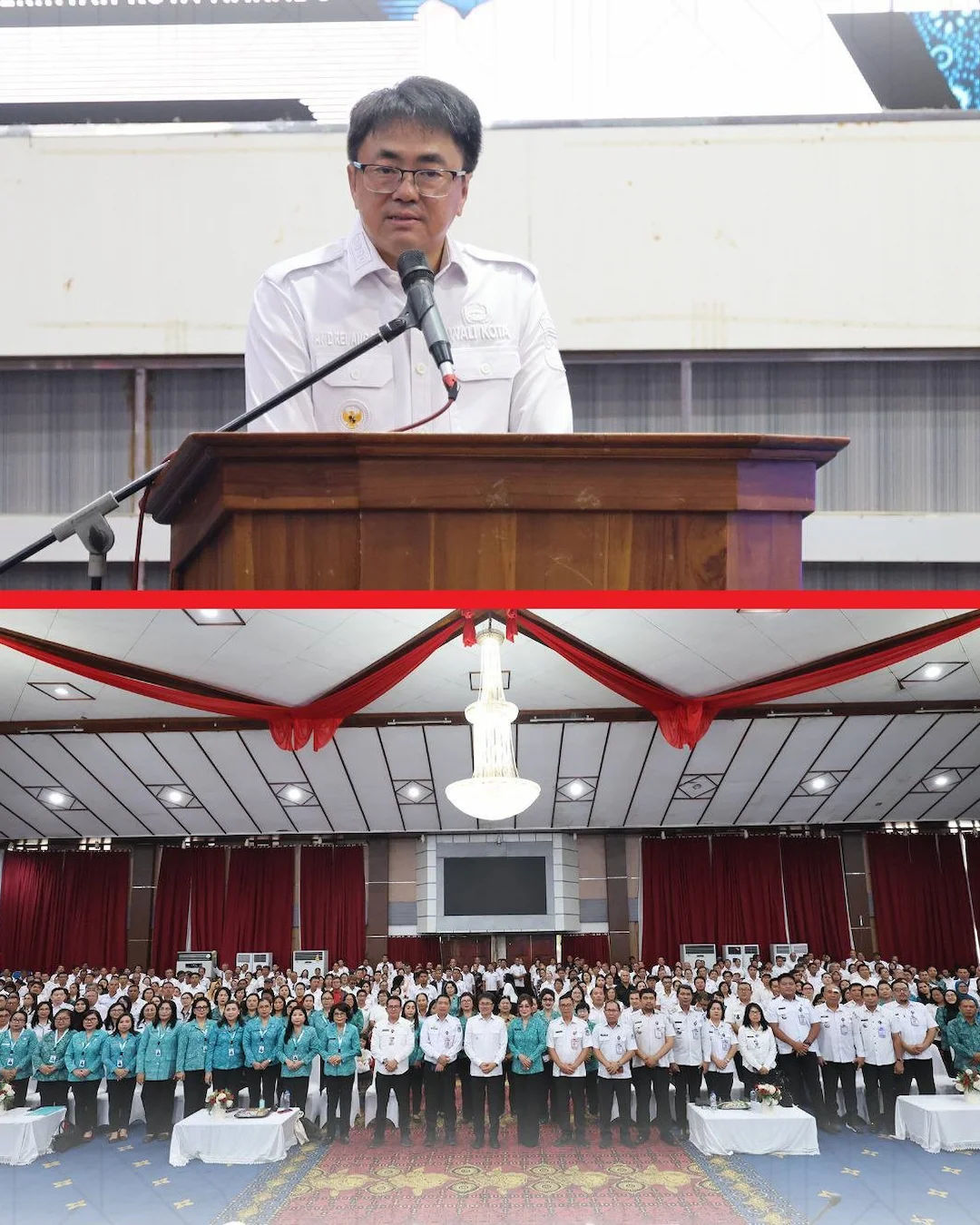 Wali Kota Manado Andrei Angouw menyampaikan sambutan pada sosialisasi pencegahan dan percepatan penurunan stunting di Kota Manado.
